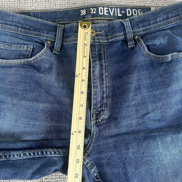 Devil Dog Mens 38x32 Blue Denim Jeans Slim Straight Stretch Grunge Y2K Hip Hop - Picture 9 of 11